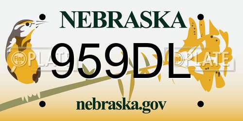 959DL Nebraska License Plate