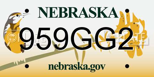 959GG2 Nebraska License Plate