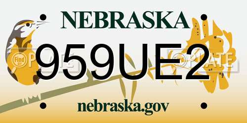 959UE2 Nebraska License Plate