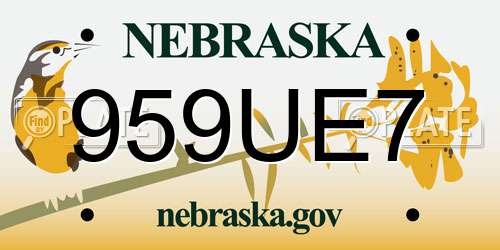 959UE7 Nebraska License Plate
