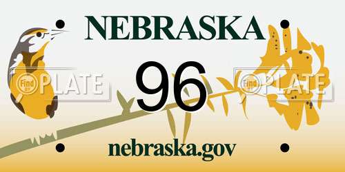 96 Nebraska License Plate