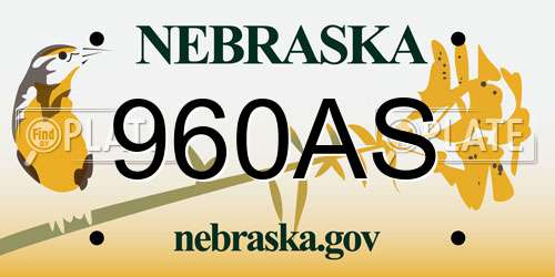 960AS Nebraska License Plate