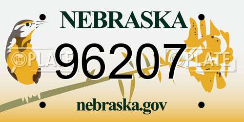 96207 Nebraska License Plate