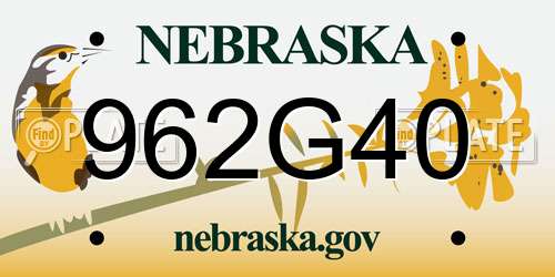 962G40 Nebraska License Plate