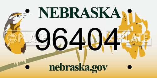 96404 Nebraska License Plate