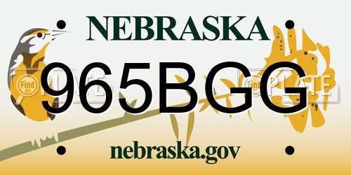 965BGG Nebraska License Plate