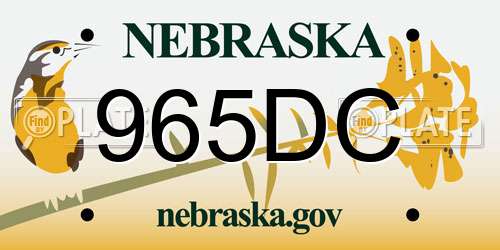 965DC Nebraska License Plate