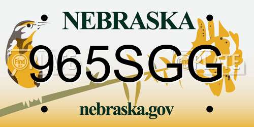 965SGG Nebraska License Plate