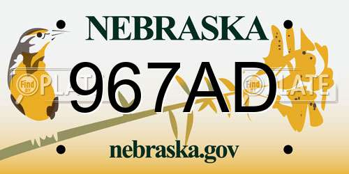 967AD Nebraska License Plate