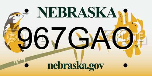 967GAO Nebraska License Plate