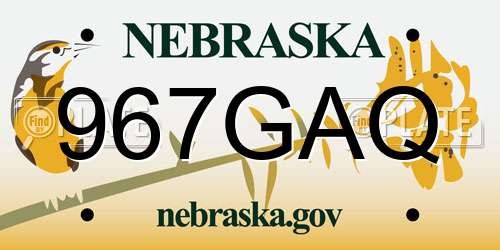 967GAQ Nebraska License Plate