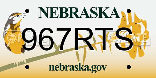 967RTS Nebraska License Plate