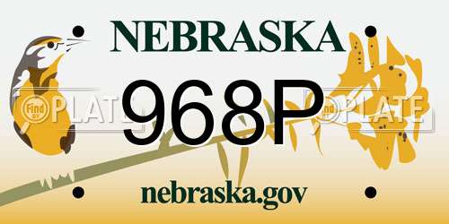 968P Nebraska License Plate