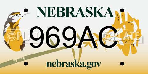 969AC Nebraska License Plate