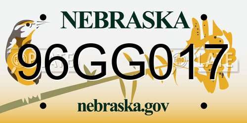 96GG017 Nebraska License Plate