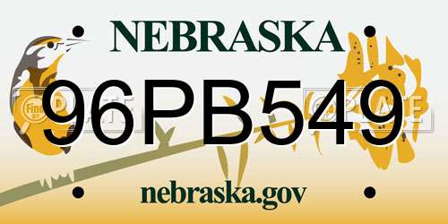 96PB549 Nebraska License Plate