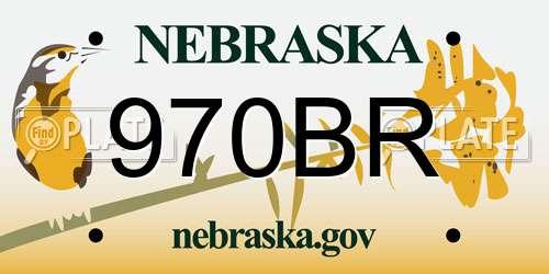 970BR Nebraska License Plate