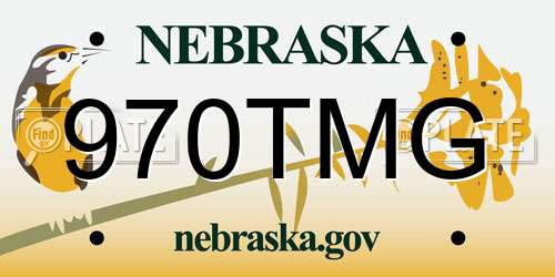 970TMG Nebraska License Plate
