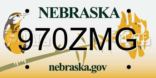 970ZMG Nebraska License Plate