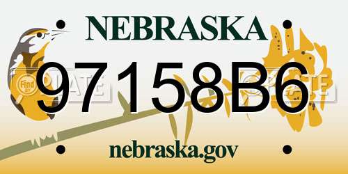 97158B6 Nebraska License Plate