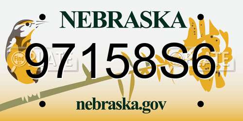 97158S6 Nebraska License Plate
