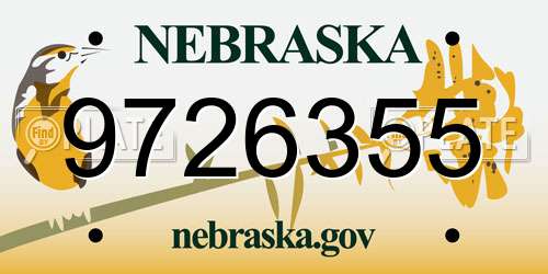 9726355 Nebraska License Plate