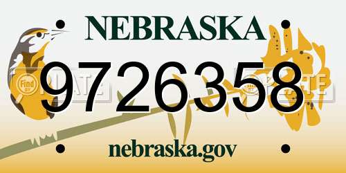 9726358 Nebraska License Plate