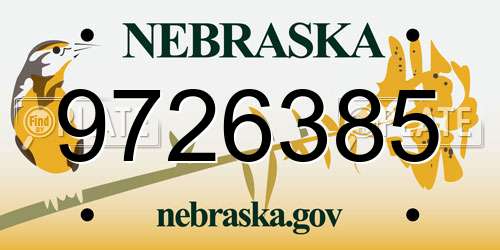 9726385 Nebraska License Plate