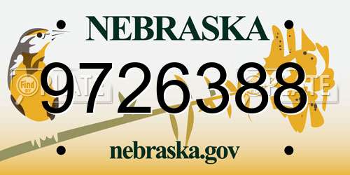 9726388 Nebraska License Plate