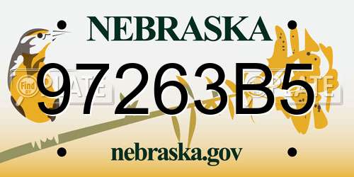 97263B5 Nebraska License Plate
