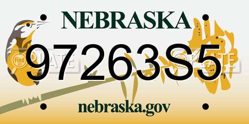 97263S5 Nebraska License Plate