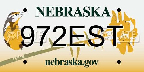 972EST Nebraska License Plate