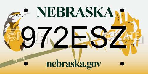 972ESZ Nebraska License Plate