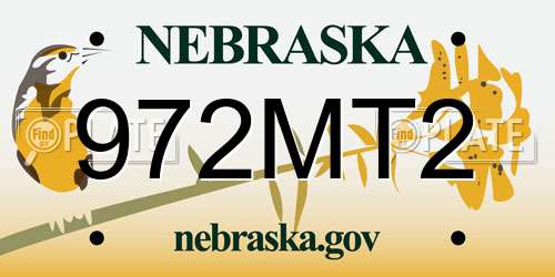 972MT2 Nebraska License Plate