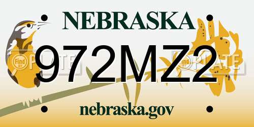 972MZ2 Nebraska License Plate