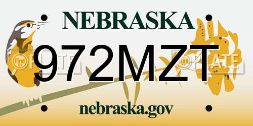 972MZT Nebraska License Plate