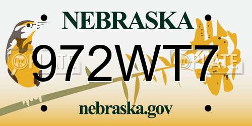 972WT7 Nebraska License Plate
