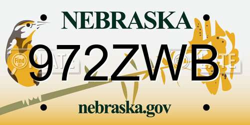 972ZWB Nebraska License Plate