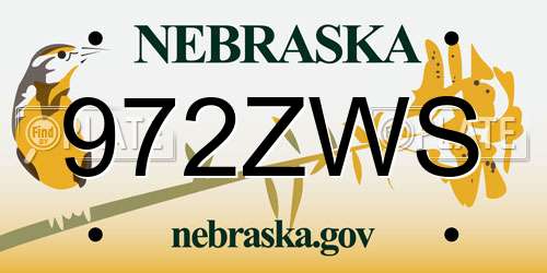 972ZWS Nebraska License Plate