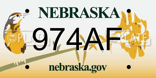 974AF Nebraska License Plate