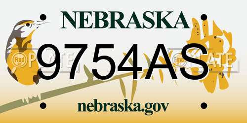 9754AS Nebraska License Plate