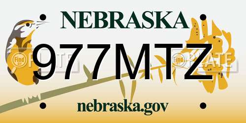 977MTZ Nebraska License Plate