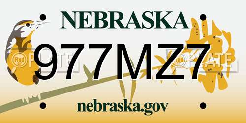 977MZ7 Nebraska License Plate