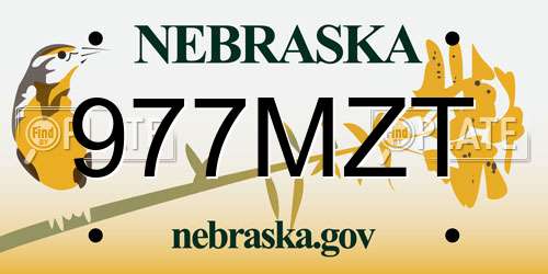 977MZT Nebraska License Plate