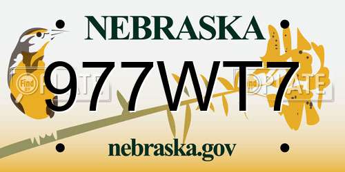 977WT7 Nebraska License Plate
