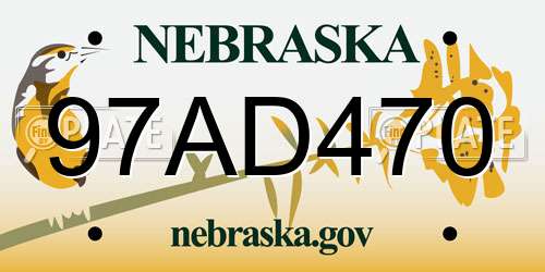 97AD470 Nebraska License Plate