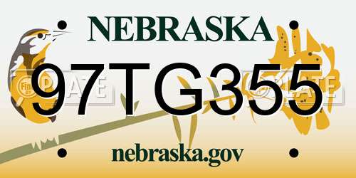 97TG355 Nebraska License Plate