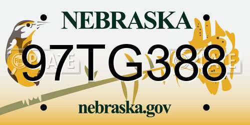 97TG388 Nebraska License Plate