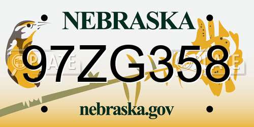 97ZG358 Nebraska License Plate