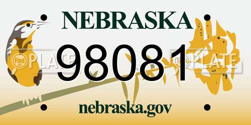 98081 Nebraska License Plate